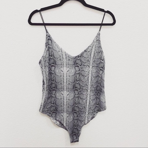 grey snakeskin bodysuit